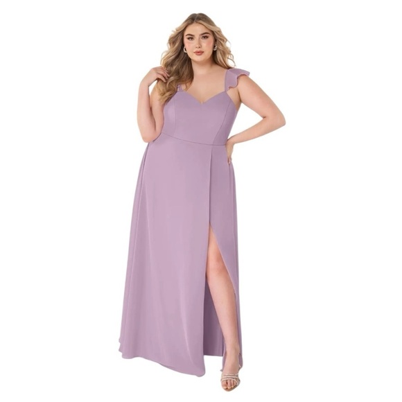 Azazie Everett Chiffon Maxi Dress. Dusty Rose Custom Size - 3X #1449 NWT - Picture 2 of 12